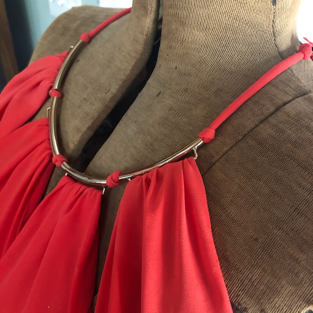 Orange Gold Detailed Maxi Dress
